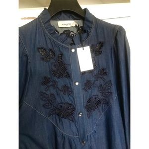 COACH $495 rare denim western embroidered yoke EMB dress - Size 14 - NWT